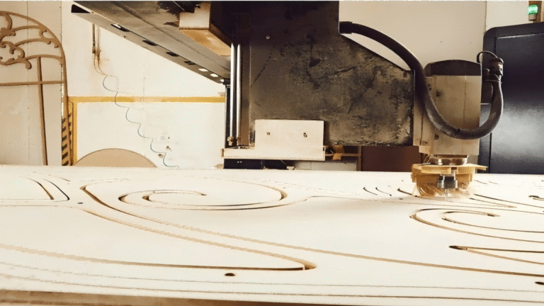 Professional CNC woodworking cutter in action - preventing chipping with carbide tools and optimal feed rate